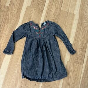 Baby Gap Denim Blue Embroidered Long Sleeve Dress 
Size 4